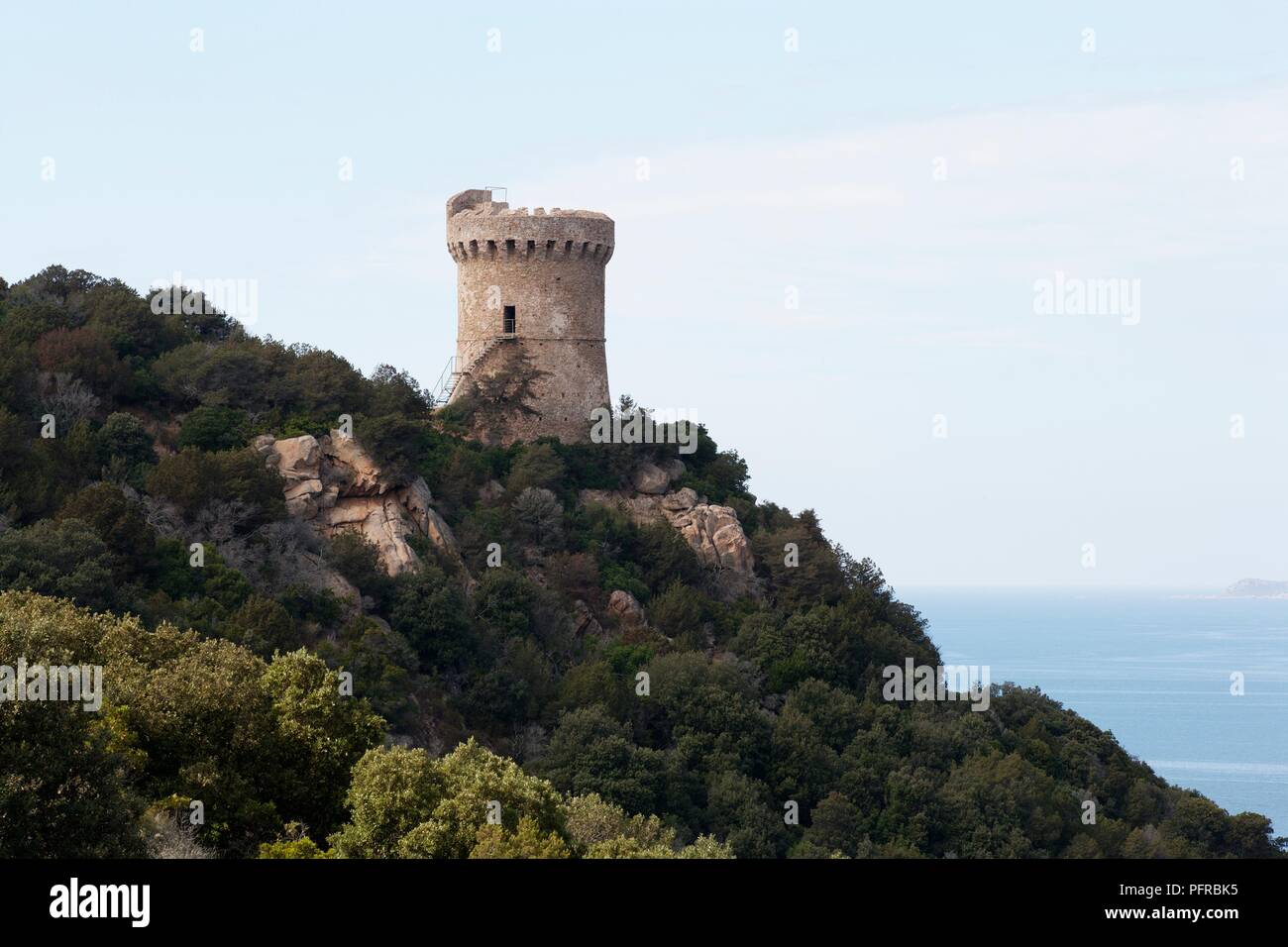 Korsika, Golfe d'Ajaccio, Capo di Muro, die genuesischen Wachturm Stockfoto