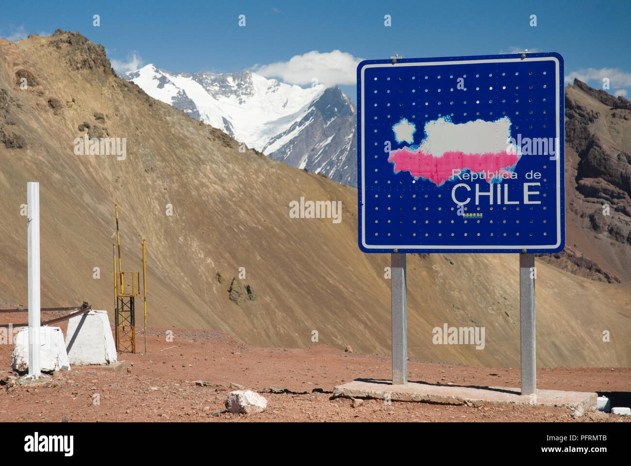 Argentinien, Cuyo, Cristo Redentor, Zeichen von der Grenze mit Chile Stockfoto