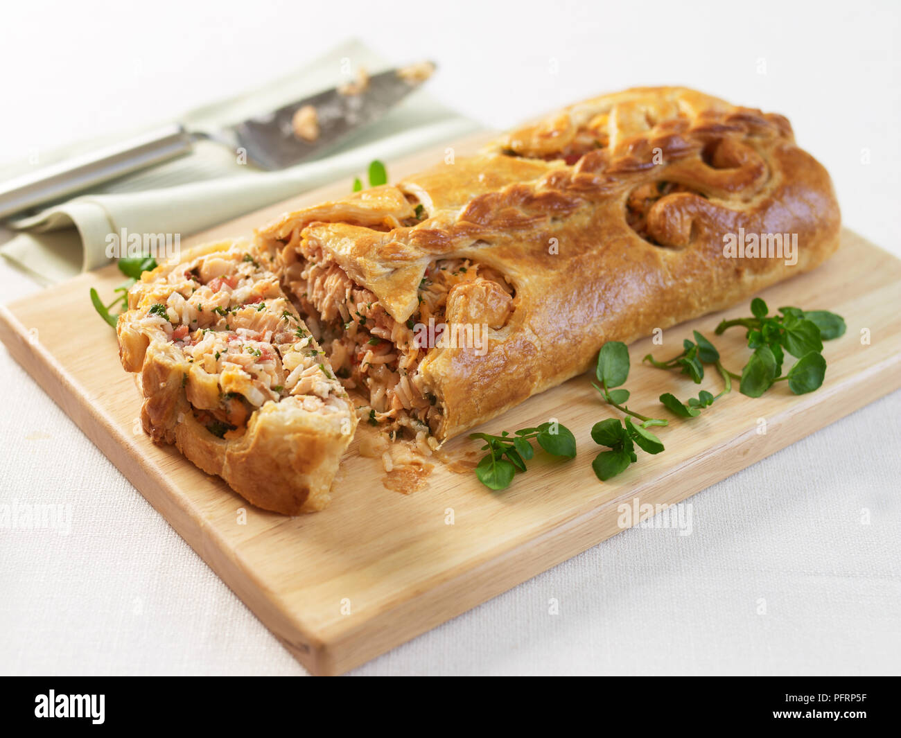 Koulibiac (Coulibiac), Russisch Fisch pie Stockfoto