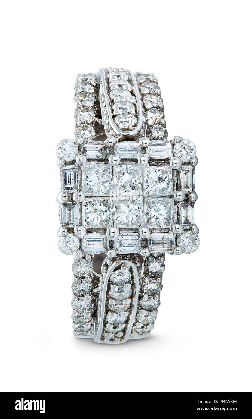 Edelstein Diamanten 3-Band-Ring Stockfoto