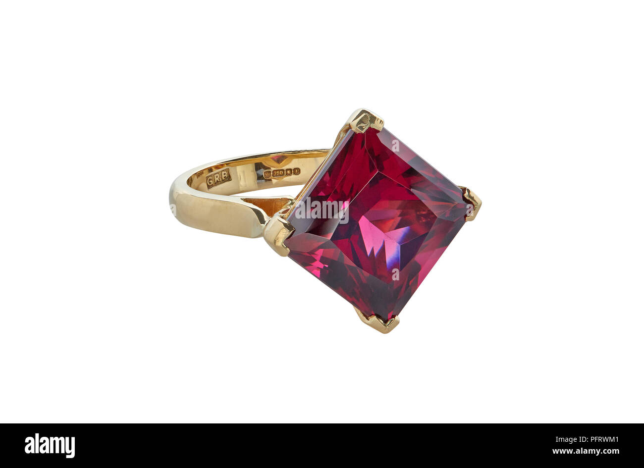 Edelstein Granat Set Princess Cut Ring 10,58 Karat Stockfoto