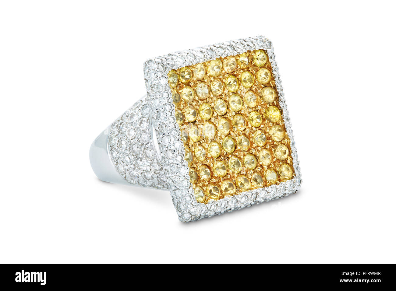 Gem gelber Saphir und Diamanten Ring ca. 20 x 20 mm Stockfoto