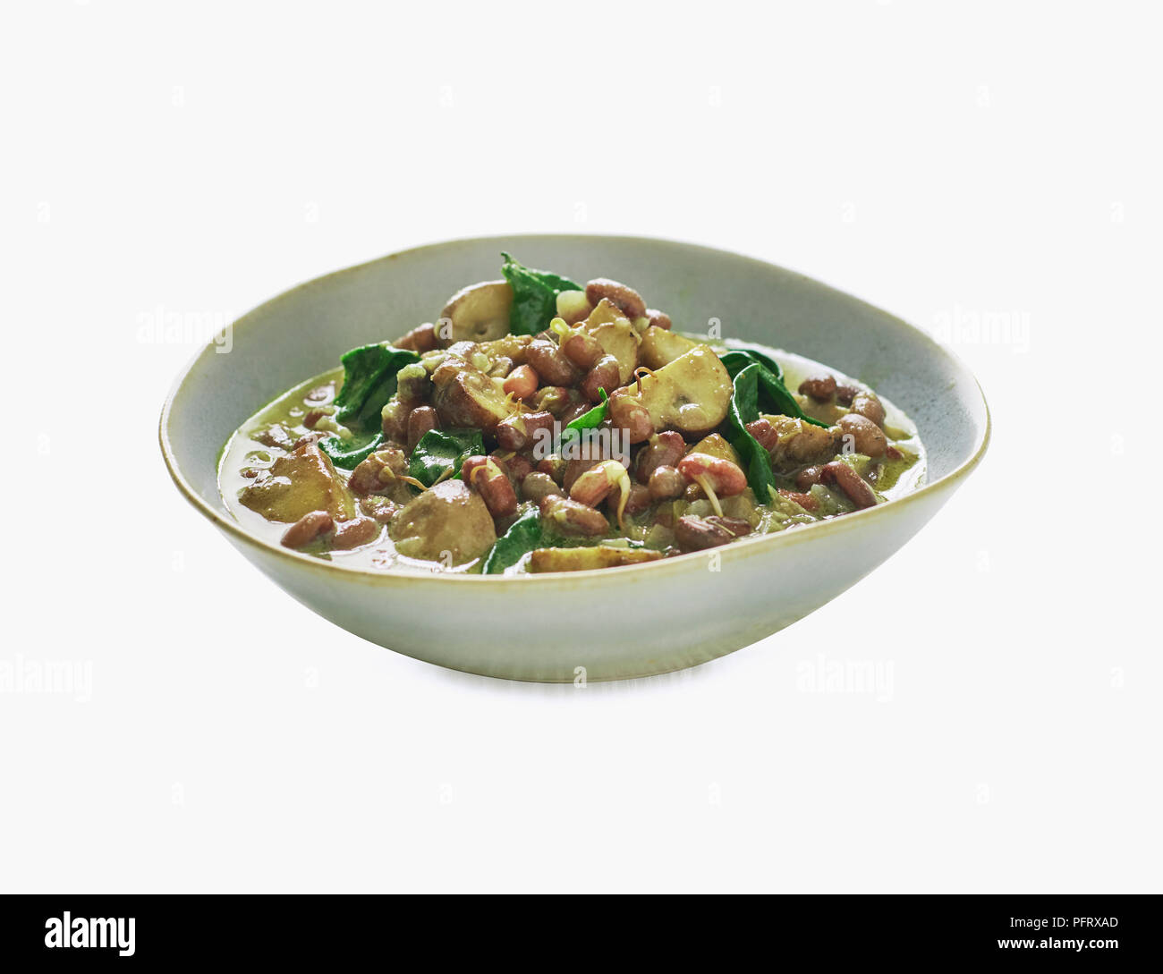 Adzuki Bean, Spinat und Pilze curry Stockfoto
