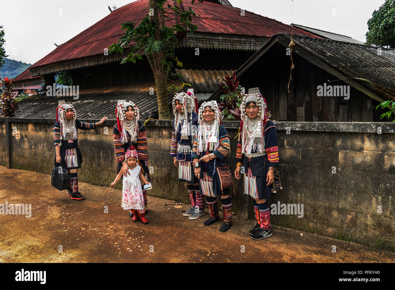 Die christliche Akha, Minderheiten Stamm im Norden von Thailand Berge Stockfoto