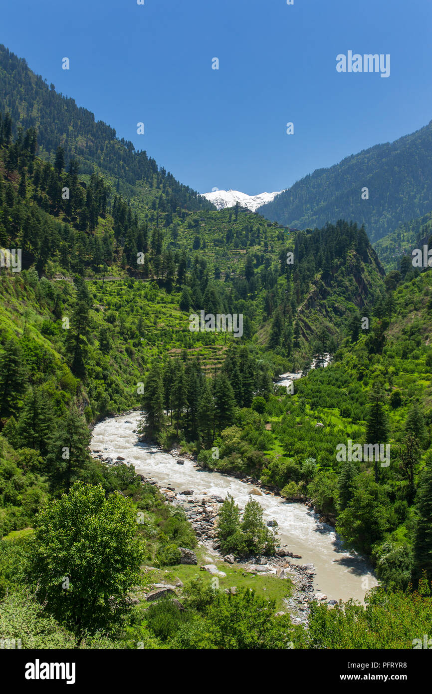 Schöne Aussicht von Parvati Tal in Himachal Pradesh, Indien. Stockfoto