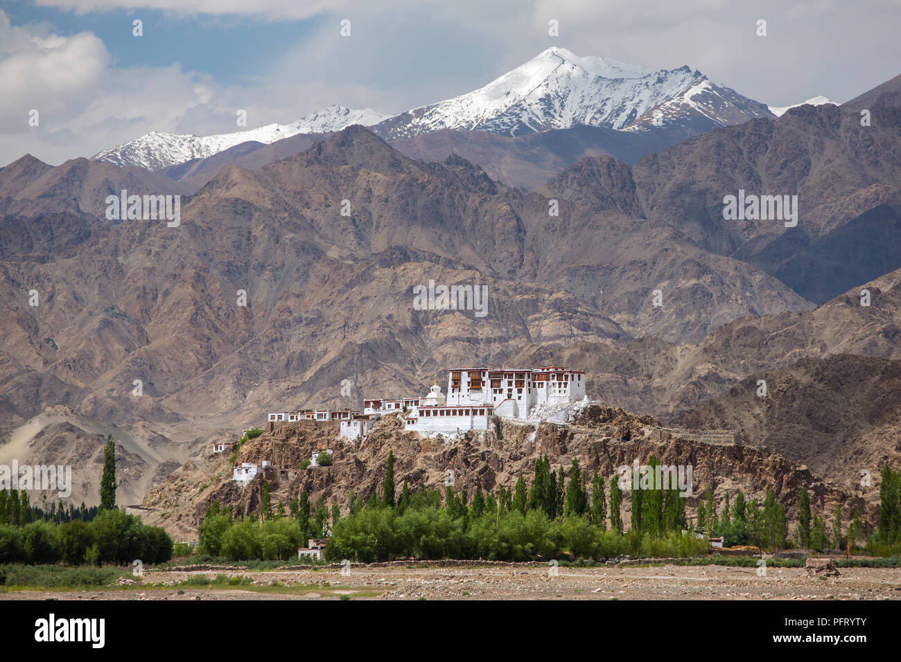 Stakna gompa Tempel (buddhistische Kloster) mit Blick auf den Himalaya in Leh, Ladakh, Jammu und Kaschmir, Indien. Stockfoto