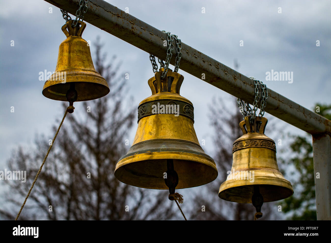 Die Kirche Bell, drei Glocken, Glocken läuten Stockfoto