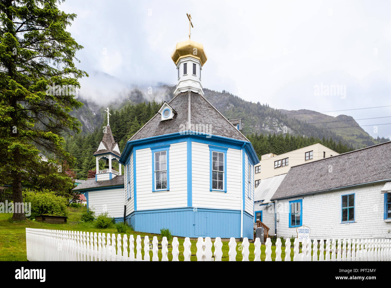 Russisch-orthodoxe Kirche St. Nikolaus im Jahre 1893 in Juneau die Hauptstadt von Alaska, USA gebaut Stockfoto