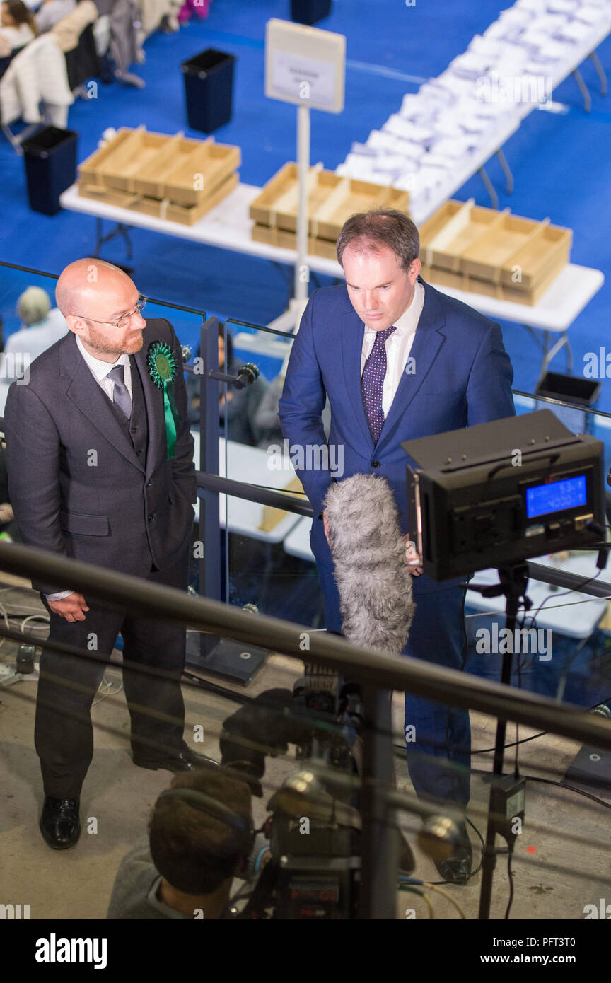 Patrick Harvie MSP-Führer der Scottish Green Party, Großbritannien Parlamentswahlen, Emirates Arena, Glasgow, Schottland - 9. Juni 2017 Stockfoto