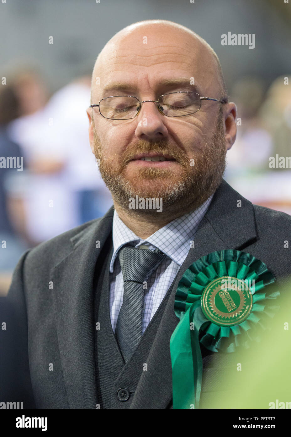 Patrick Harvie MSP-Führer der Scottish Green Party, Großbritannien Parlamentswahlen, Emirates Arena, Glasgow, Schottland - 9. Juni 2017 Stockfoto