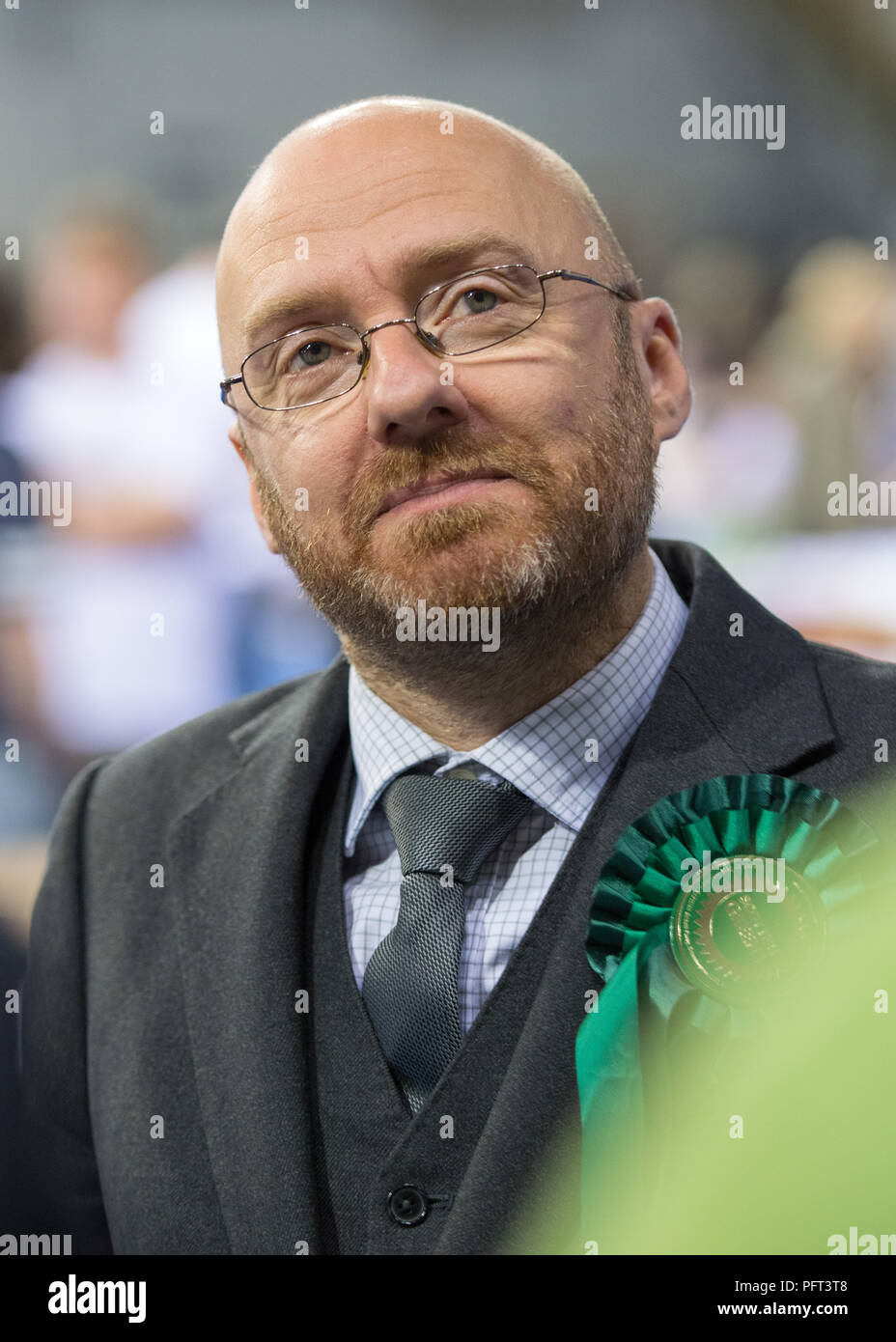 Patrick Harvie MSP-Führer der Scottish Green Party, Großbritannien Parlamentswahlen, Emirates Arena, Glasgow, Schottland - 9. Juni 2017 Stockfoto