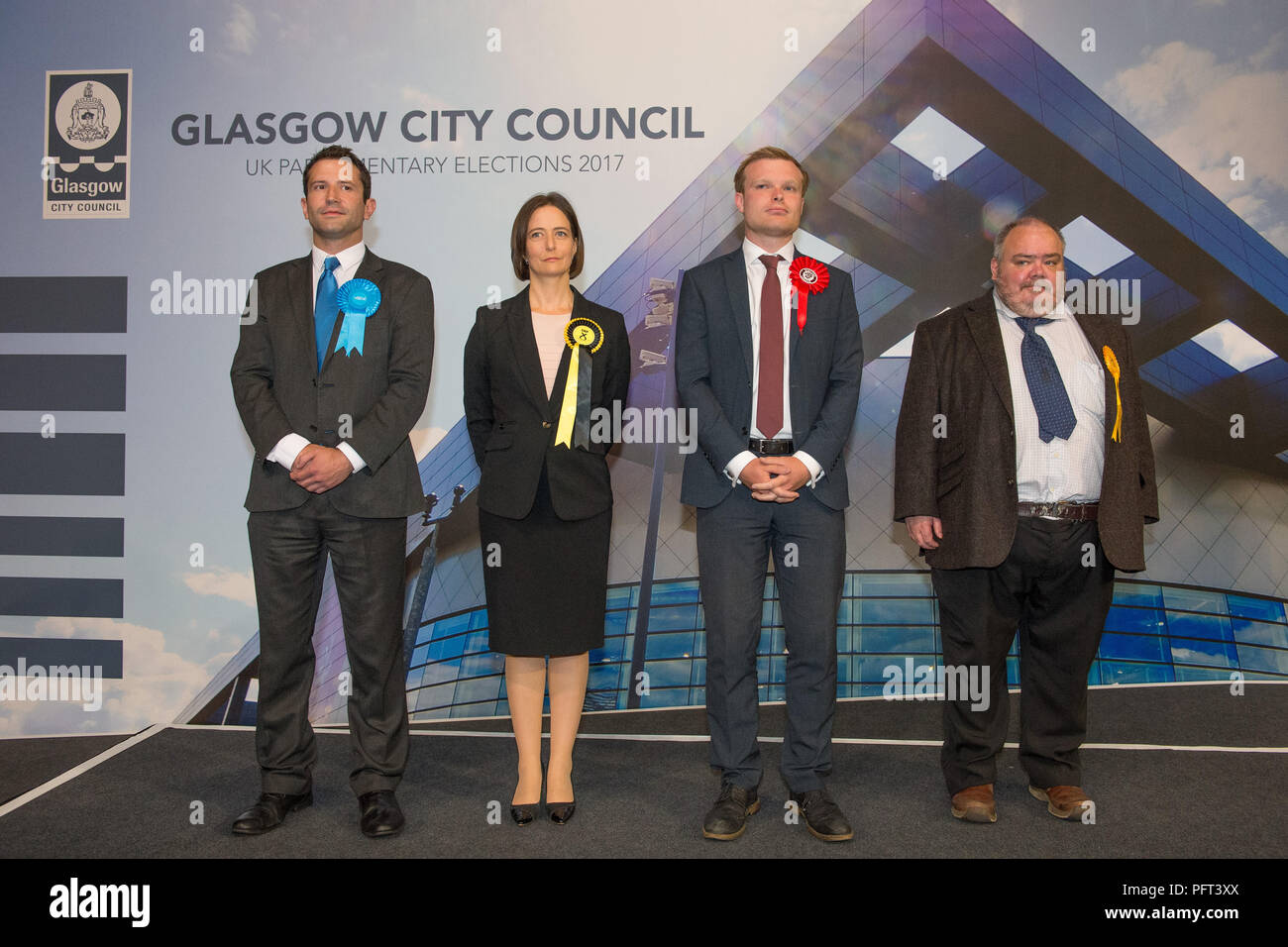 Carol Monaghan SNP Glasgow North West Kandidaten, Großbritannien Parlamentswahlen, Emirates Sir Chris Hoy Stadion Glasgow, 9. Juni 2017 Stockfoto