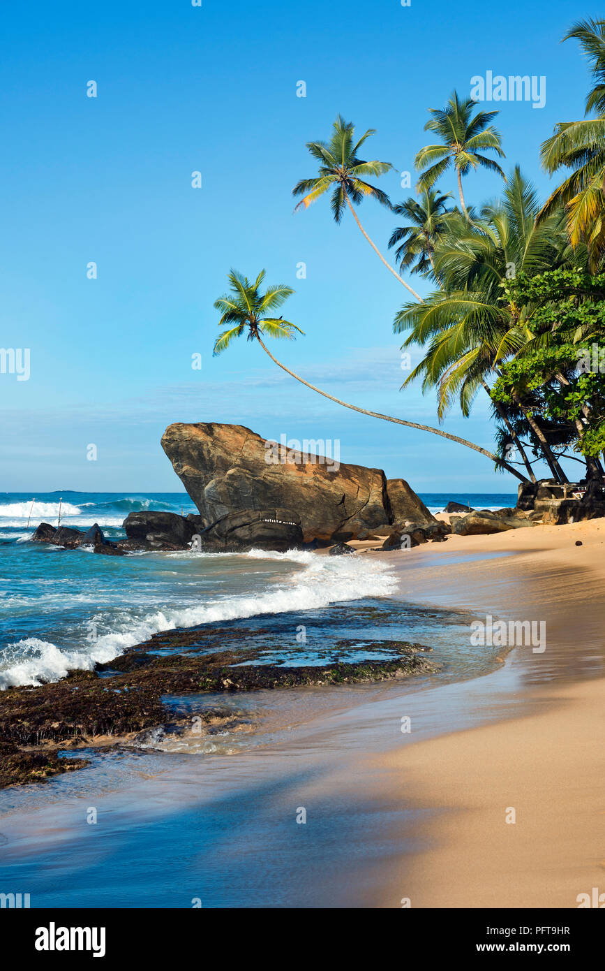 Sri Lanka, Bundesland Kärnten, Unawatuna, Blick auf Wijaya Beach Stockfoto