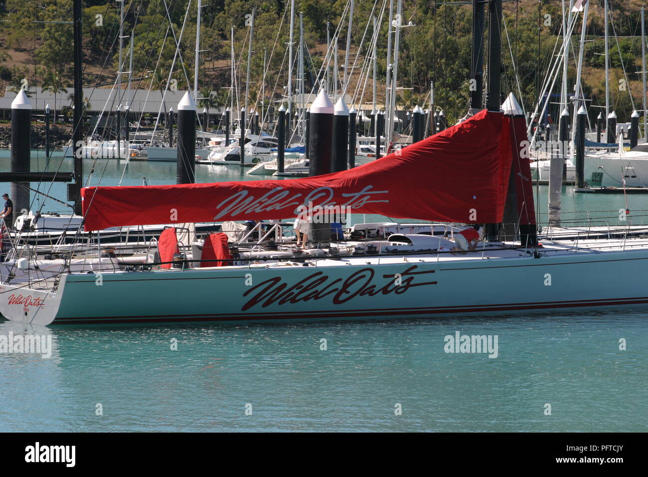 Hamilton Island, Queensland, Australien - 17. August 2018. Wild Oats XI auf Hamilton Island in Vorbereitung auf Hamilton Island Race Week 2018. Stockfoto