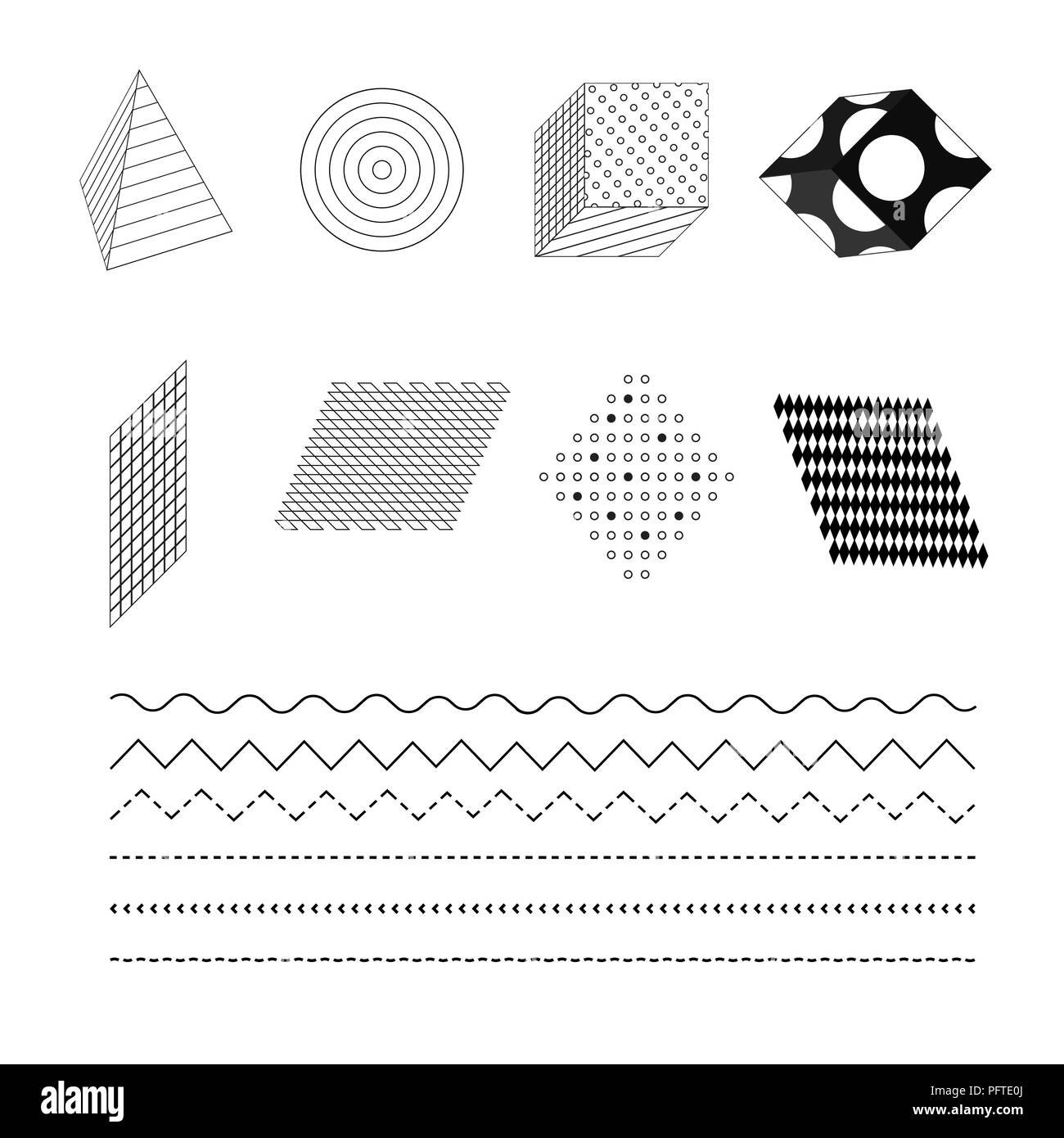 Schwarz-weiß einfache geometrische Formen. Vector Illustration Stock Vektor