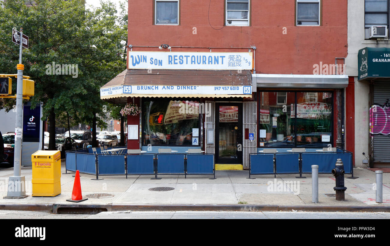 Win Sohn, 159 Graham Ave, Brooklyn, NY. aussen Storefront einer taiwanischen Restaurant in bushwick. Stockfoto
