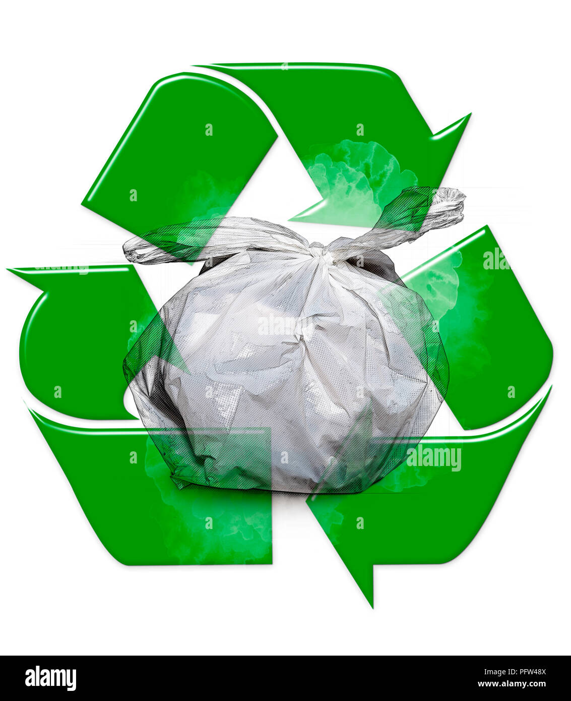 Null-Abfall, Mülleimer Kunststoff, inoffizielle für heimliche Depot. Mangelnde gesellschaftliche Verantwortung Stockfoto