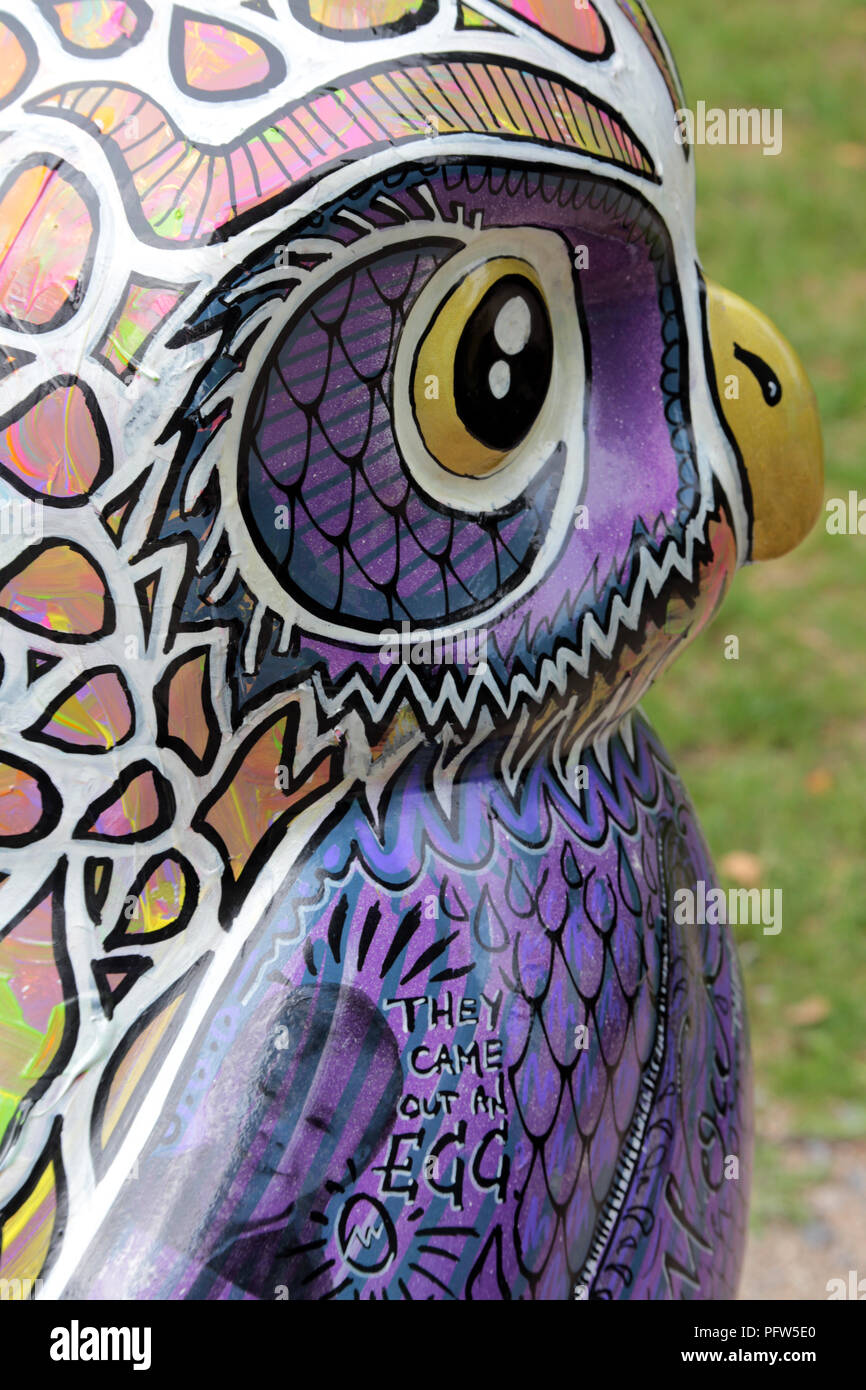 Owlbert Einstein owl Statue in Badewanne Kais, Bath Spa Somerset England Großbritannien Stockfoto