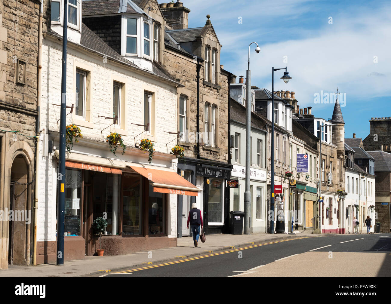 Selkirk High Street, Scottish Borders, Schottland, Großbritannien Stockfoto