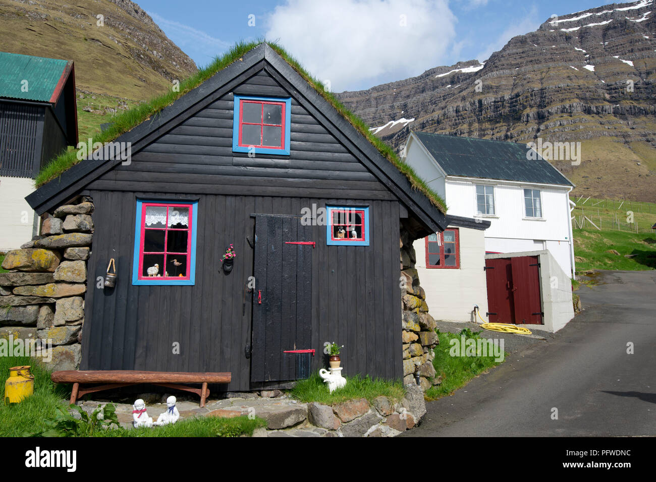 Typisches Haus, Färöer, Dänemark, Europa Stockfoto