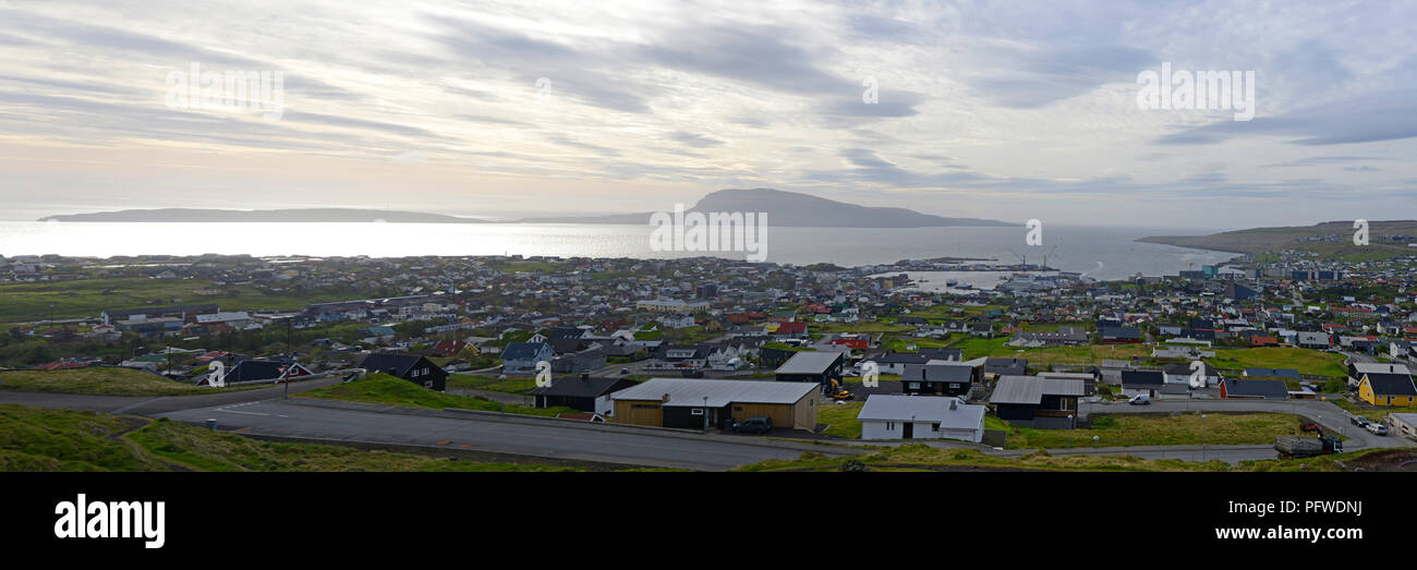 Panorama, mit Blick auf die Hauptstadt Thorshavn Färöer Inseln Stockfoto