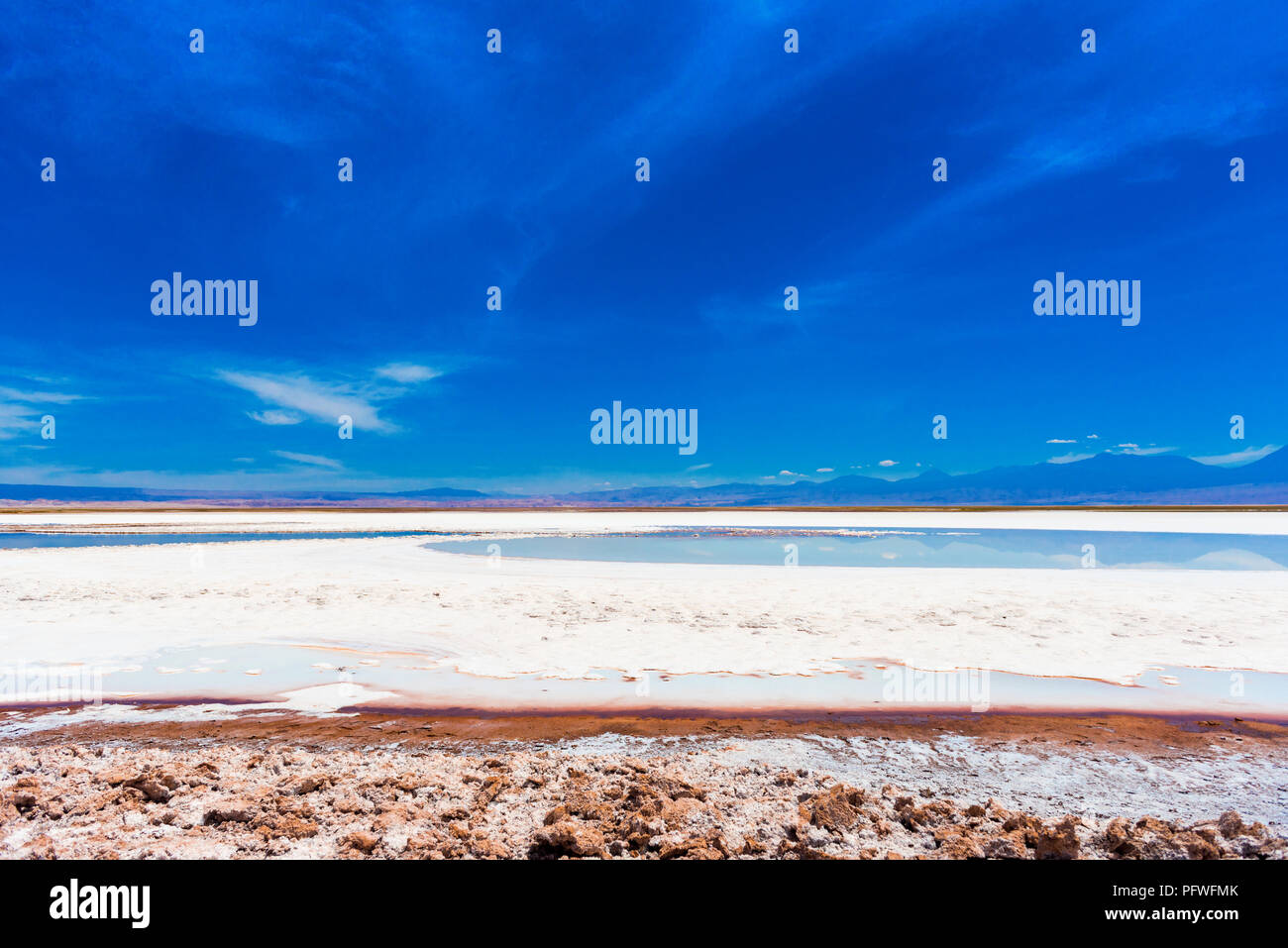 Landschaft in der Atacama-Wüste, Salt Lake, Chile. Kopieren Sie Platz für Text Stockfoto