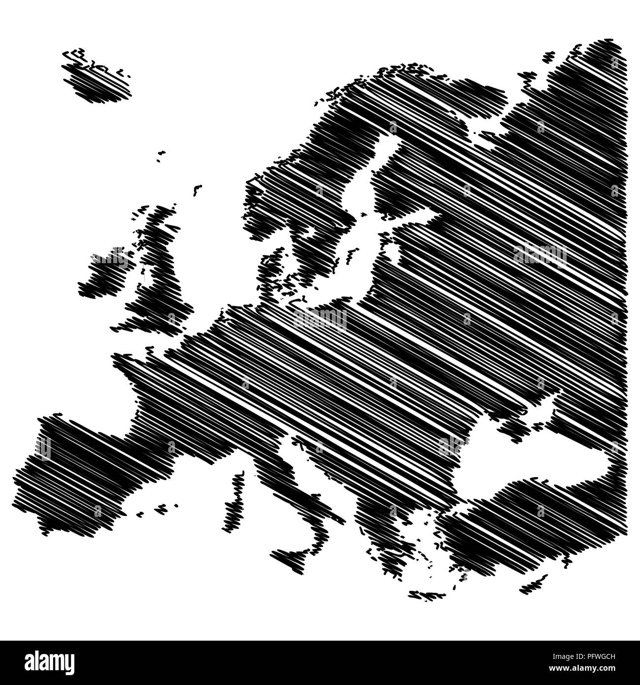 Europa Karte kritzeln Konzept vektor design auf weißem Hintergrund Stock Vektor