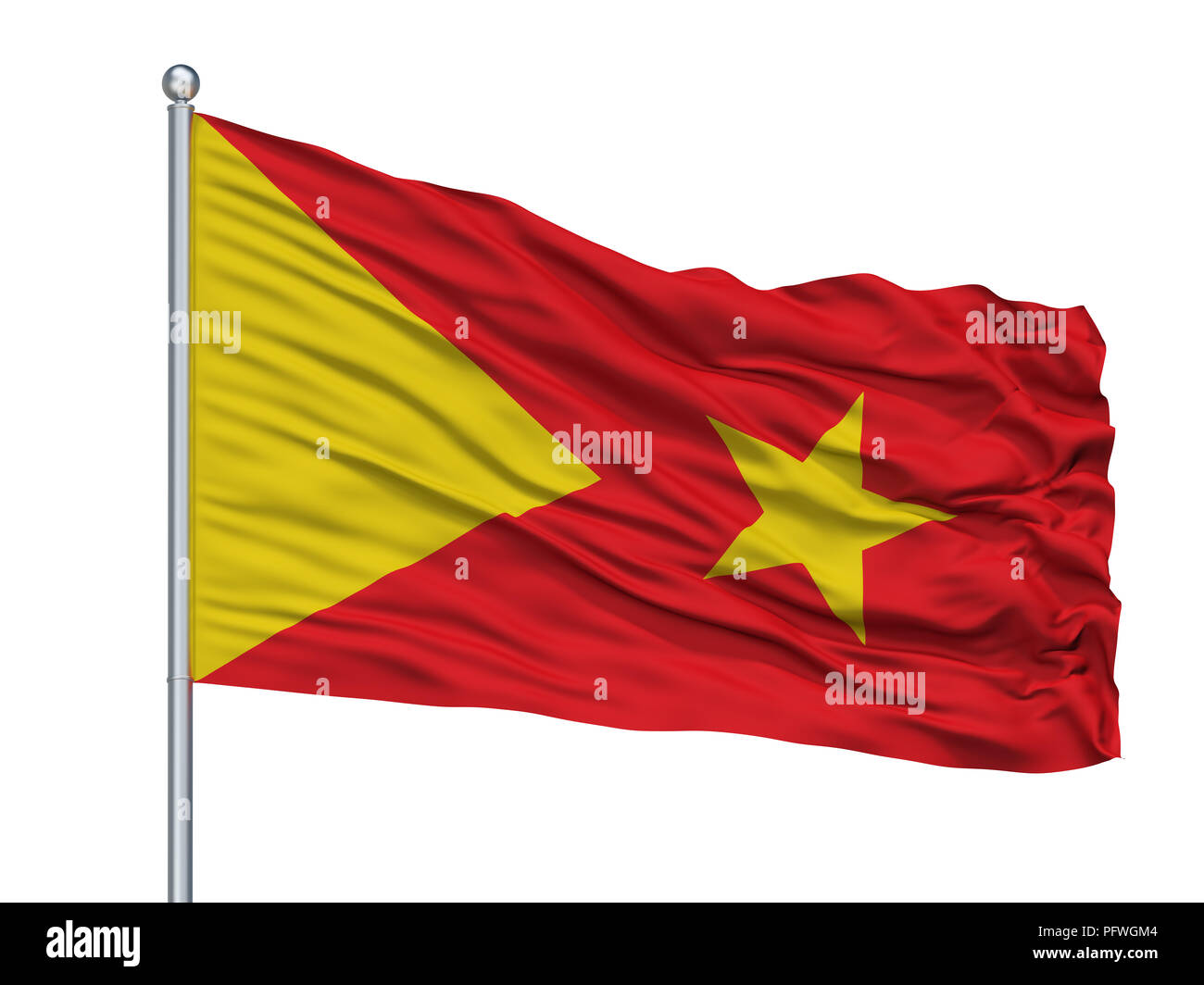 Tigray Region Stadt Fahne Fahnenmast, Äthiopien, isoliert auf weißem Hintergrund Stockfoto