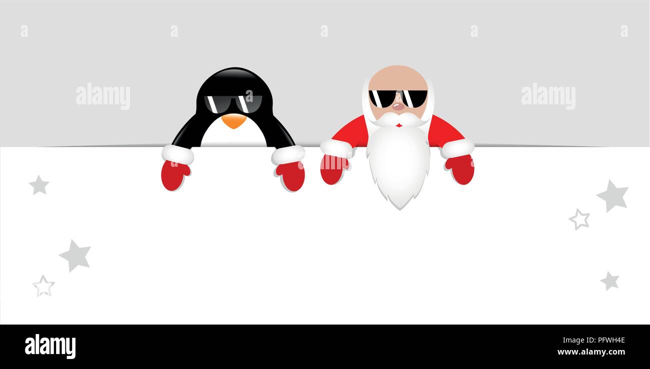 Santa Claus und Pinguin mit cooler Sonnenbrille illustartion Vector EPS 10. Stock Vektor