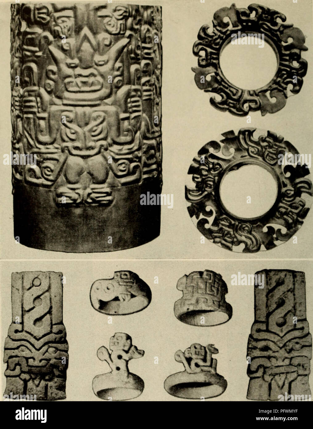 . Andine Kultur geschichte. Inkas; Indianer Südamerikas. Abb. 24. Kultisten Zeitraum 375/000 von chongoyape und Hou ^..;;;;;;;;;..&lt; ich.. :::: Ich Chicama. Conrirsy von Museum der Amerikanischen Indianer, Hcye Stiftung; Knochen, mit freundlicher Genehmigung von Hafael Larco Hoyle. 128. Bitte beachten Sie, dass diese Bilder sind von der gescannten Seite Bilder, die digital für die Lesbarkeit verbessert haben mögen - Färbung und Aussehen dieser Abbildungen können nicht perfekt dem Original ähneln. extrahiert. Bennett, Wendell Clark, 1905-1953; Vogel, Junius Bouton, 1907-1982. New York [American Museum of Natural History] Stockfoto