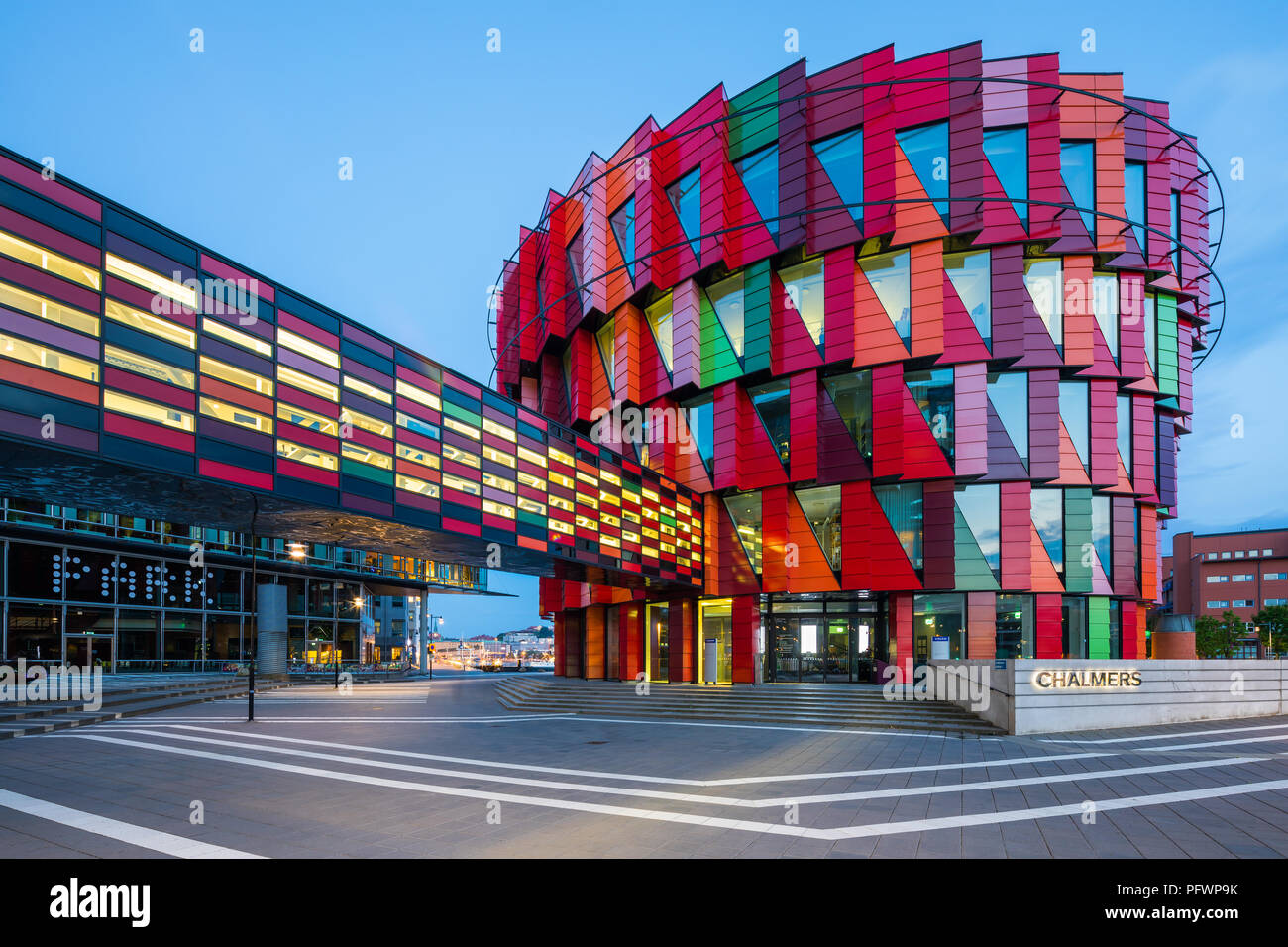 Kuggen (Schwedisch für "Die (Zahnrad) cog") ist ein Gebäude im Besitz von Immobilien Firma Chalmersfastigheter für Universität Chalmers in Goth Stockfoto