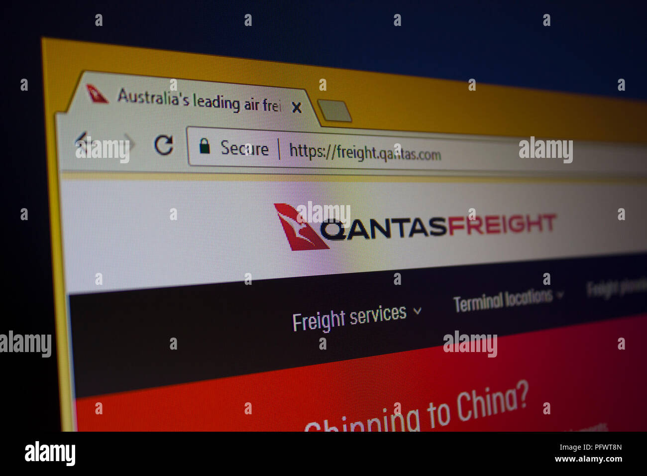 Qantas Airways Homepage Stockfoto