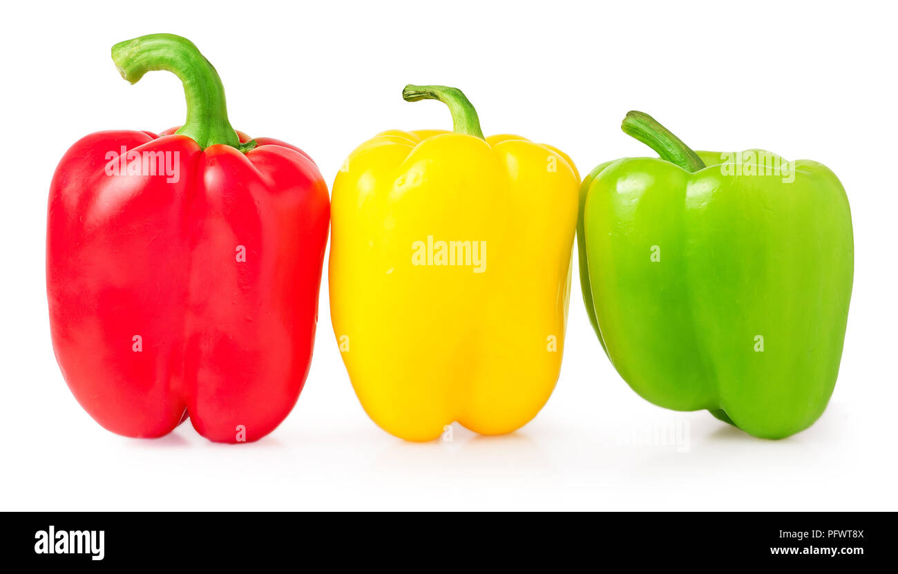 Rote, grüne und gelbe Paprika Stockfoto
