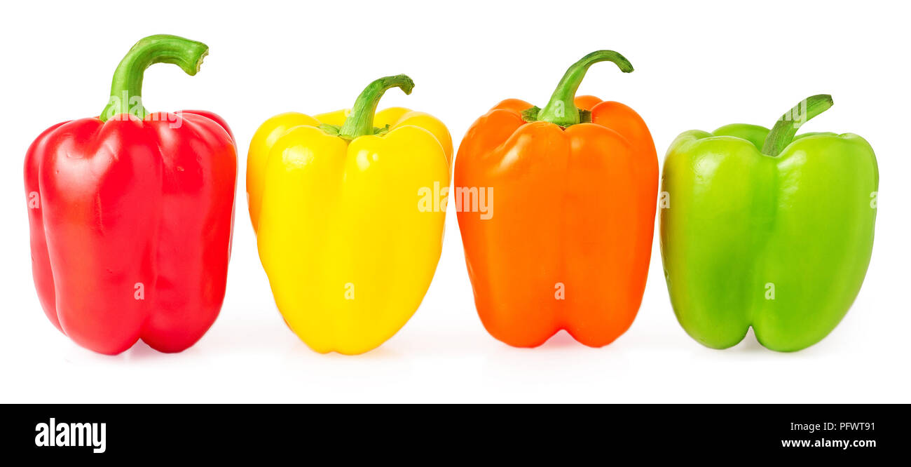 Rote, grüne und gelbe Paprika Stockfoto