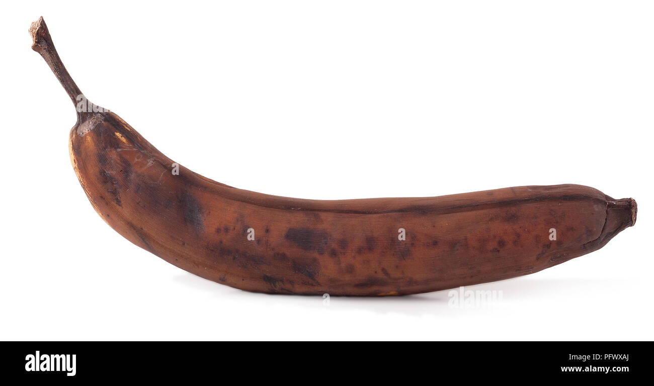Faule Banane isoliert auf weißem Hintergrund Stockfoto