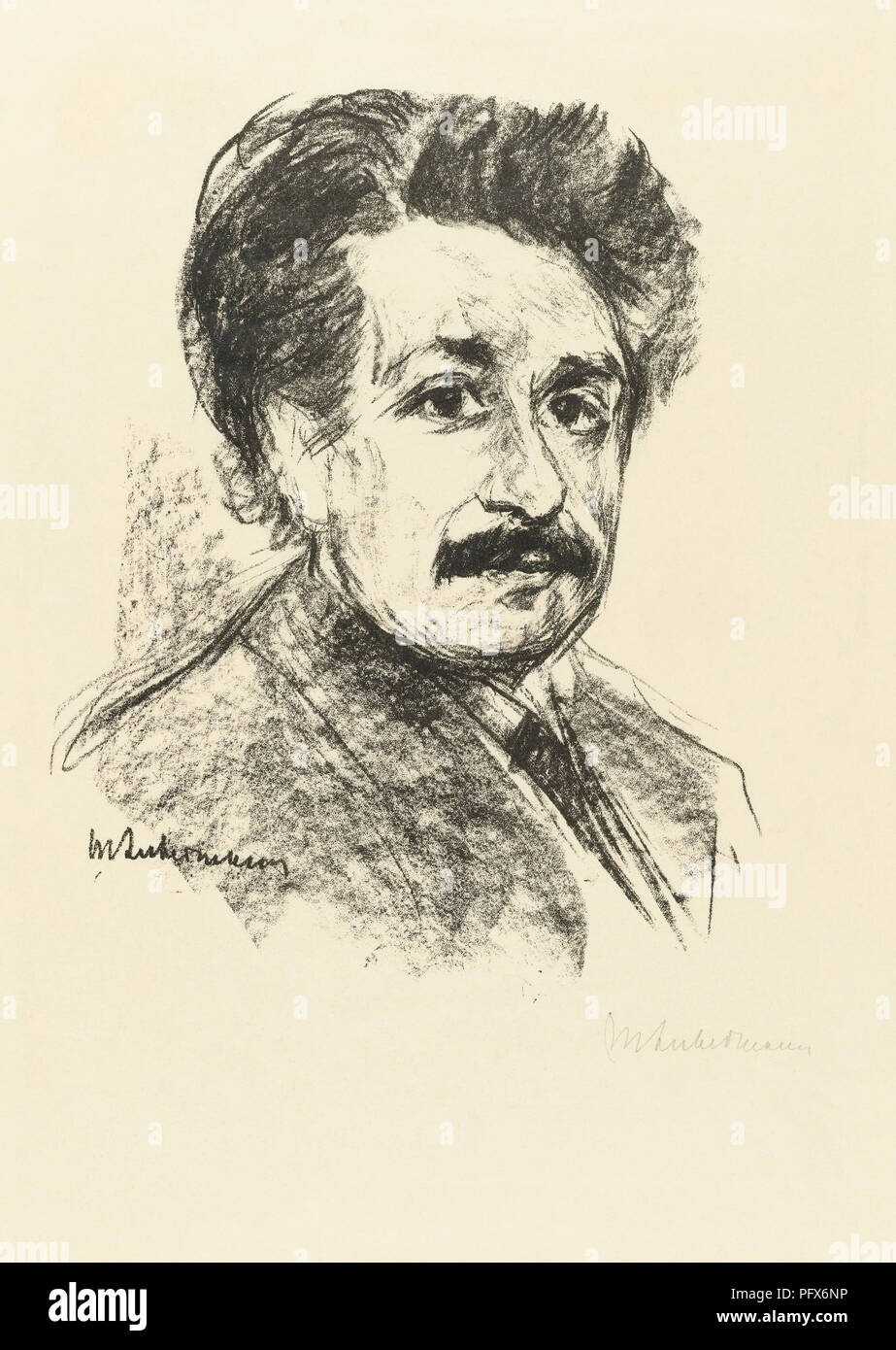 Portrait von Albert Einstein, nach einem Werk von Max Liebermann. Albert Einstein, deutscher Physiker, 1879-1955 geboren. Max Liebermann, deutscher Künstler, 1847-1935. Stockfoto