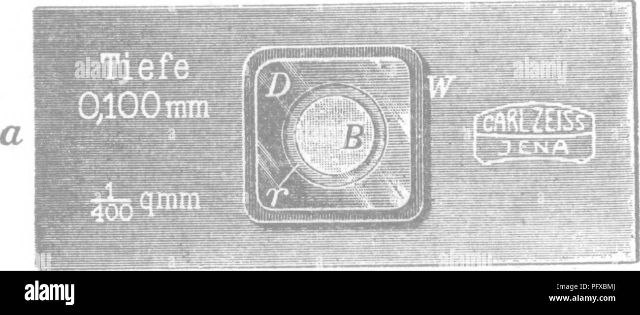 . Bakteriologie und Mykologie von Lebensmitteln. Essen. Abb. 11.- Hsemocytometer mit Pipetten bei. Ursprünglich divised für Milch, aber zweifellos auch auf andere Lebensmittel Stoffe angepasst werden. Hsemocytometer. Die hsemocytometer, die für die Zählung von Leukozyten und Erythrozyten verwendet wird, ist es nun, die Aufzählung der Bakterien in sehr dicht besiedelten Materialien apphed. W B J^ D. Abb. 12.- Übersicht Hsemocytometer Kammer. Das Instrument besteht aus einem Glas sUde, auf denen Stücke von Glas befestigt ist in einer Weise, die Form einer Kammer. Das äußere Glas ist quadratisch mit einem runden Loch in der Mitte. In diesem ist eine Runde p setzen Stockfoto