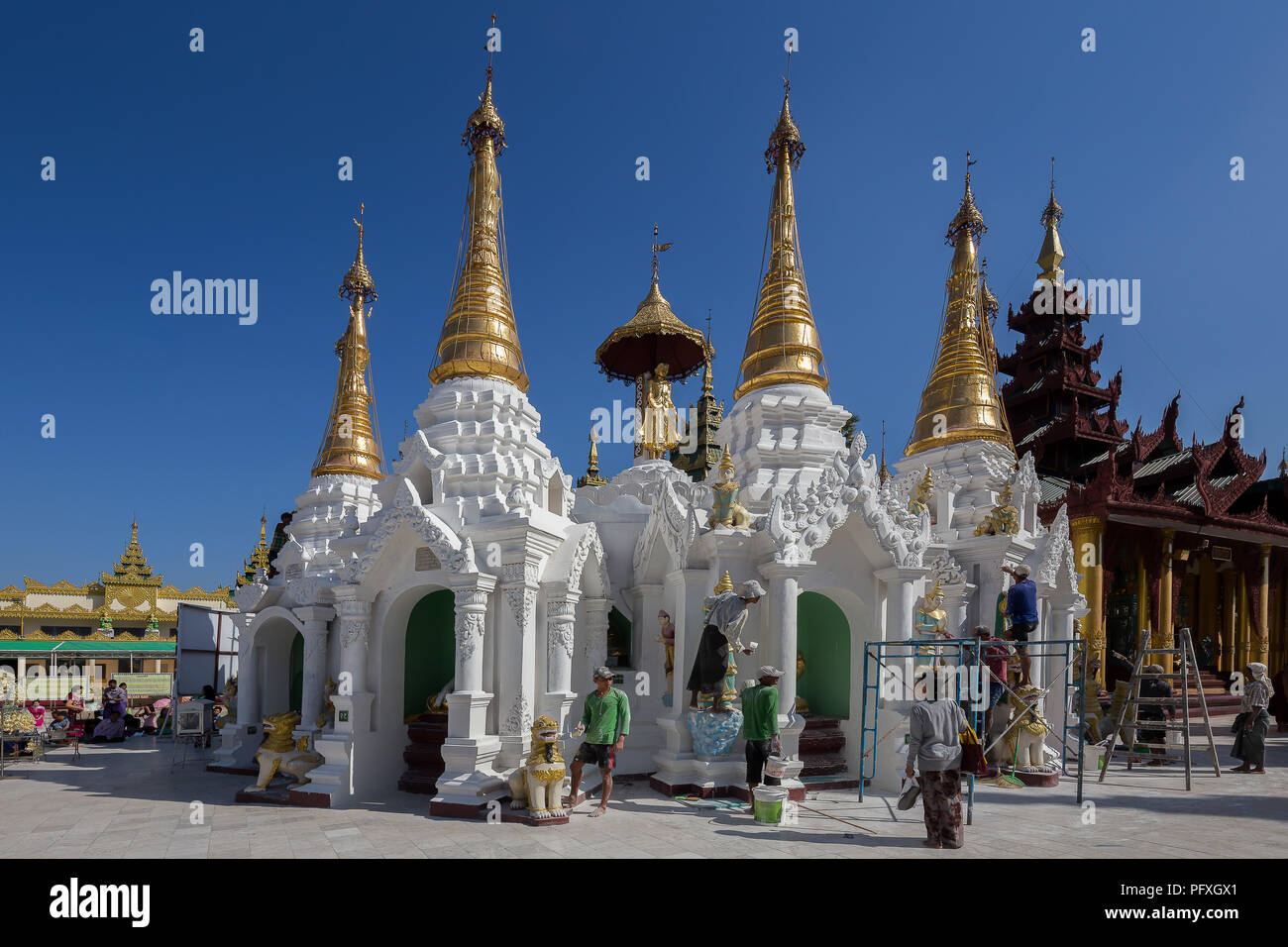 Berühmten Shwedagon-Pagode in Yangon, Myanmar Stockfoto