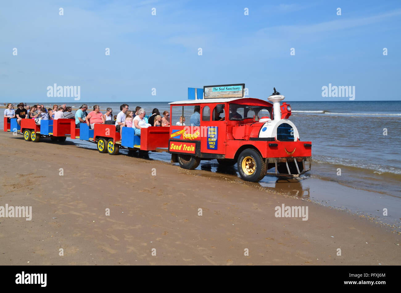 Mablethorpe Sand Zug Stockfoto
