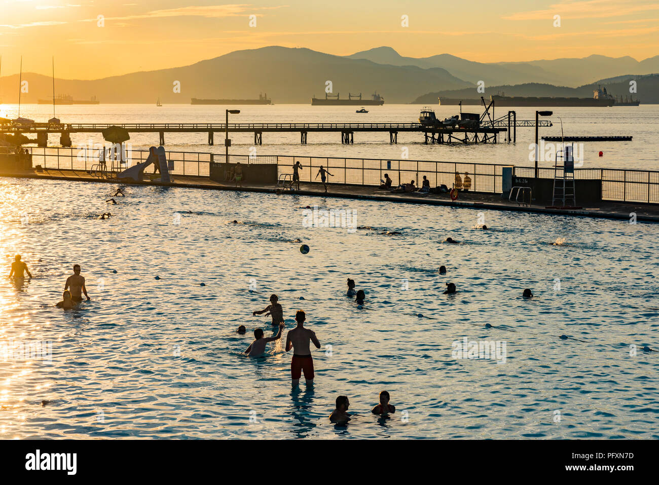 Salzwasser Pool, Kitsilano Beach, Kitsilano, Vancouver, British Columbia, Kanada Stockfoto