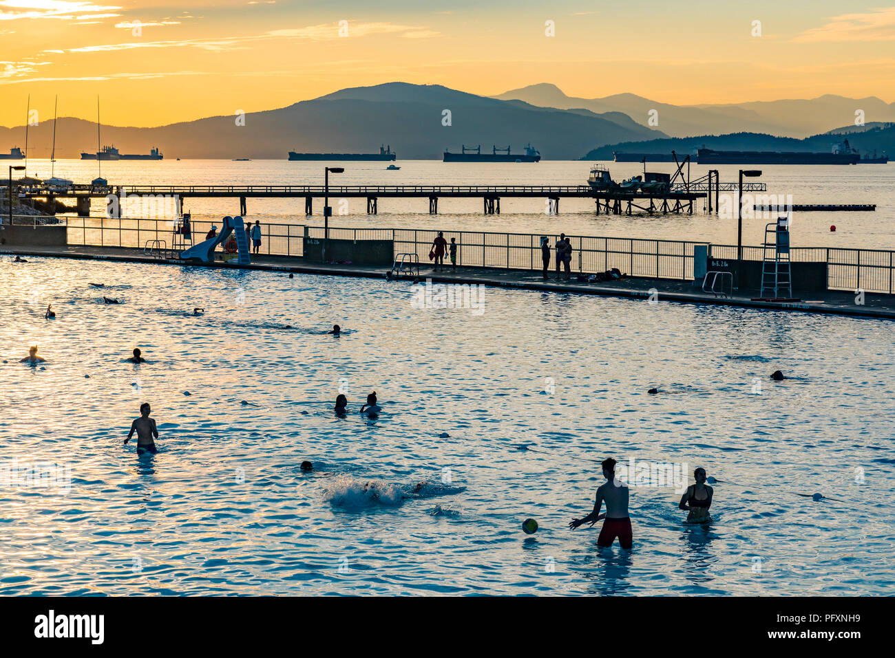 Salzwasser Pool, Kitsilano Beach, Kitsilano, Vancouver, British Columbia, Kanada Stockfoto