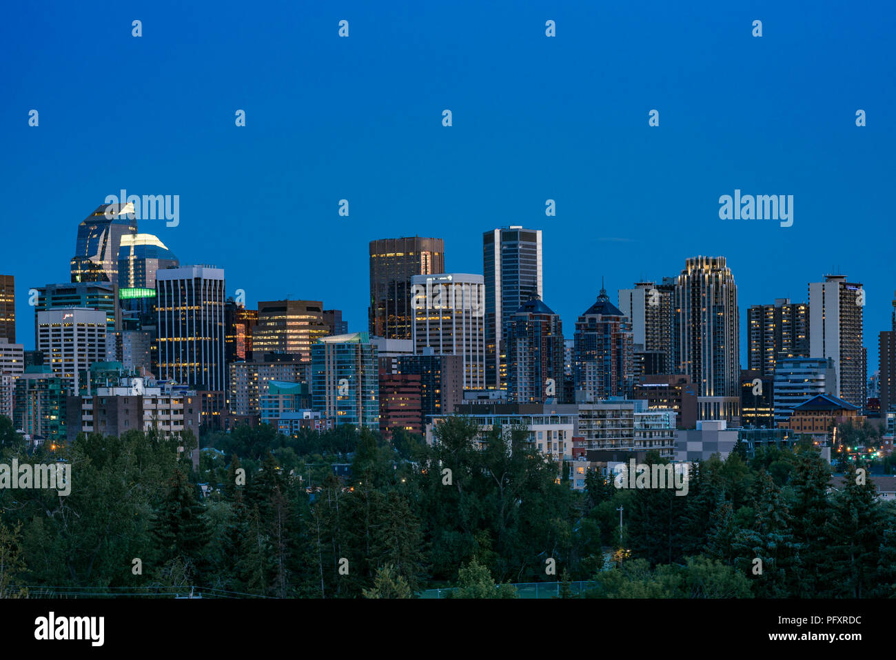 North West Downtown Skyline, Calgary, Alberta, Kanada. Stockfoto