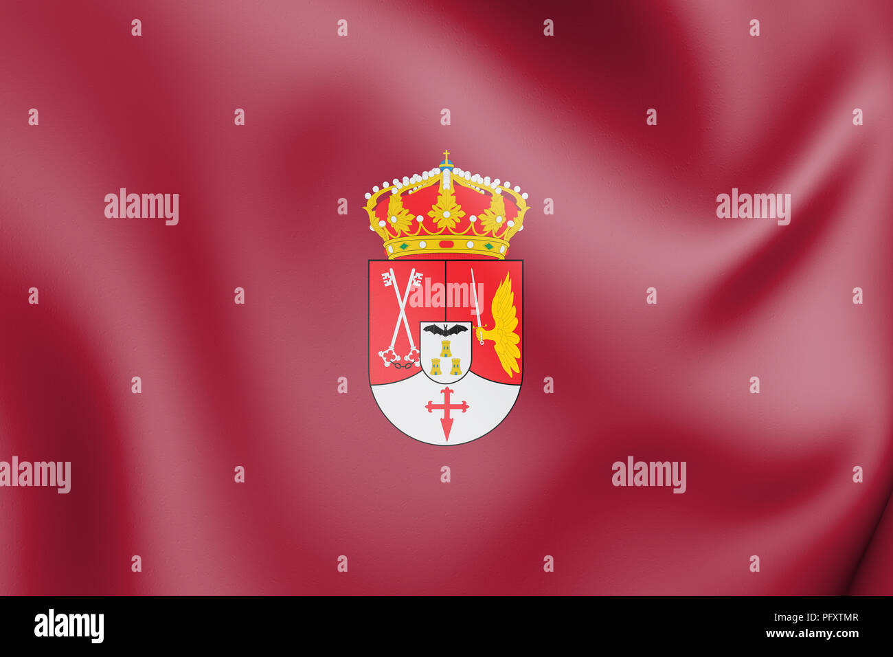 3D Flagge der Provinz Albacete, Spanien. 3D Illustration. Stockfoto