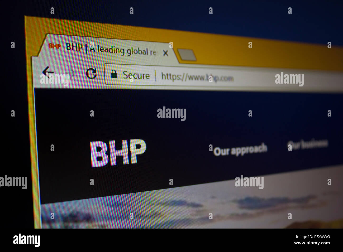 BHP Billiton Limited Website Homepage Stockfoto