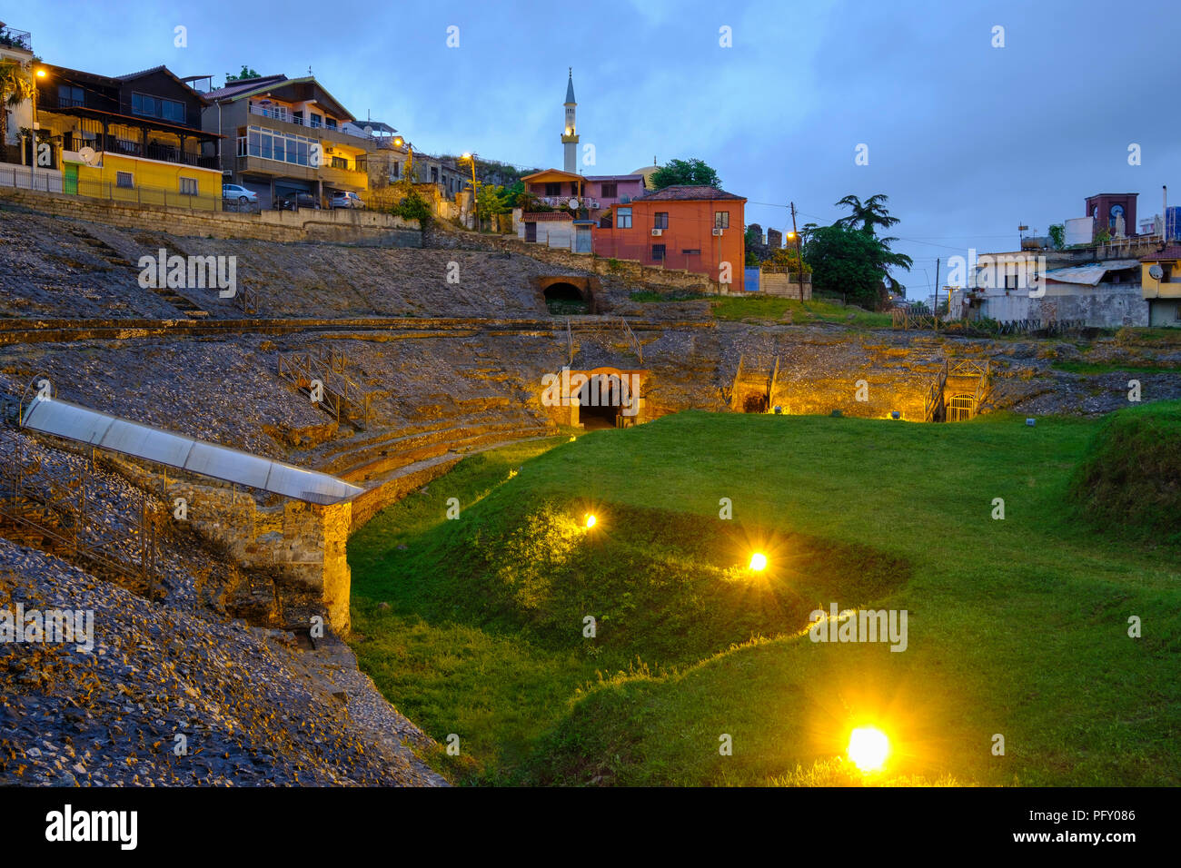 Das römische Amphitheater, Durrës, Durrës, Albanien Stockfoto