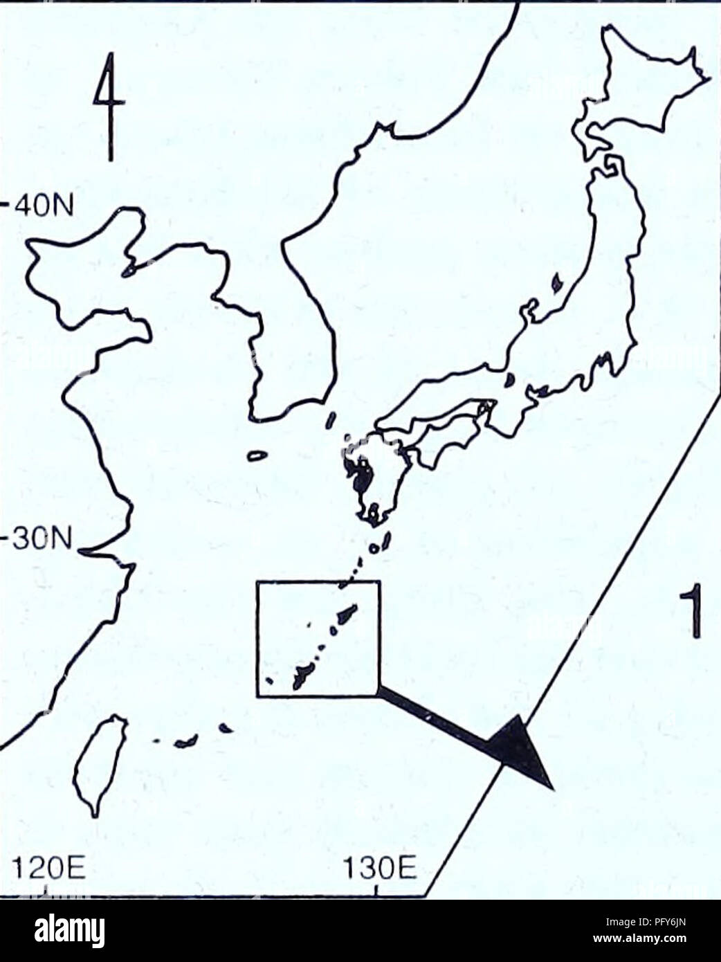 . Aktuelle Herpetologie. 70 aktuelle Herpetol. 20 (2) 2001 Takarajima, Kodakarajima und Kojima Inseln der Tokara Gruppe (Toyama, 1989; Ota et al., 1994). Zwei Unterarten, E. m. marginatus aus der Okinawa Gruppe und E. m. glauca vom Amami und Tokara Gruppen, sind allgemein aner- startmoleküle auf der Grundlage der scutellation und Färbung (z.b. Nakamura und Ueno, 1963). Obwohl einige externe Zeichen, wie z. B. die Skala Zeilennummer und juvenile Schwanz Färbung, bekannt unter Insel Populationen von E. marginatus zu variieren, Varia - tionen sind nicht konsistent mit der räumlichen Anordnung der populatio Stockfoto