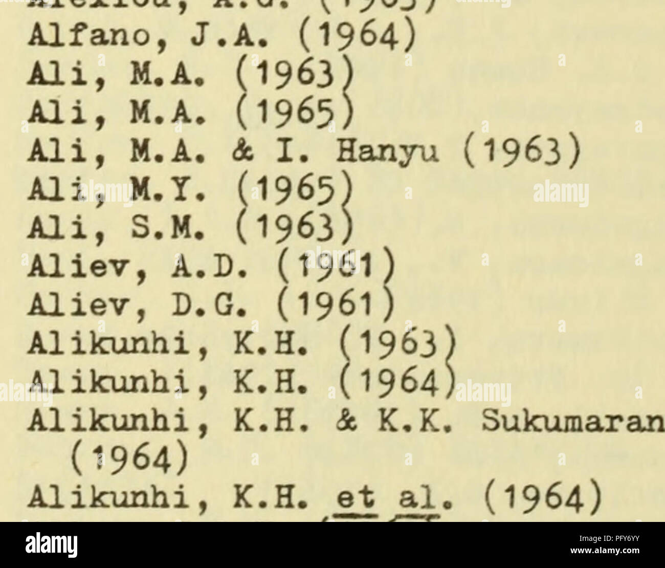 . Aktuelle Bibliographie für Aquatic Sciences und Fischerei. Marine Biologie; aquatische Biologie; Fischerei. Aktuelle Bibliographie für AQUATIC SCIENCES UND FISCHEREI, Band 10, Abschnitt 1 - Thema Index ACMRR (Pad). Segunda reuniÃ-n, Roma, 6-12 febrero ICH 964 (1965) 10005 Aasted, D.C.&amp; R.W. Gilkey 2 (1963) 10898 Abakumov, V.l. &Amp; E.K. Markus (1961) 10332 Abasov, M.A. & Amp; Ð. A. Intonov (1961) 11062 Abbott, - DP (1963) 10039 Abbotts, W.E. (1963) 10904 Abdurachmanow.lu. A. (I 96 I) Abe, T (1964) 11024 11747 Acholonu, A.D. (1964) 13344 Aokman, R.G. (196 Ð) 12302 2 Ackman, R.G. &Amp; R.D. Burgher Stockfoto