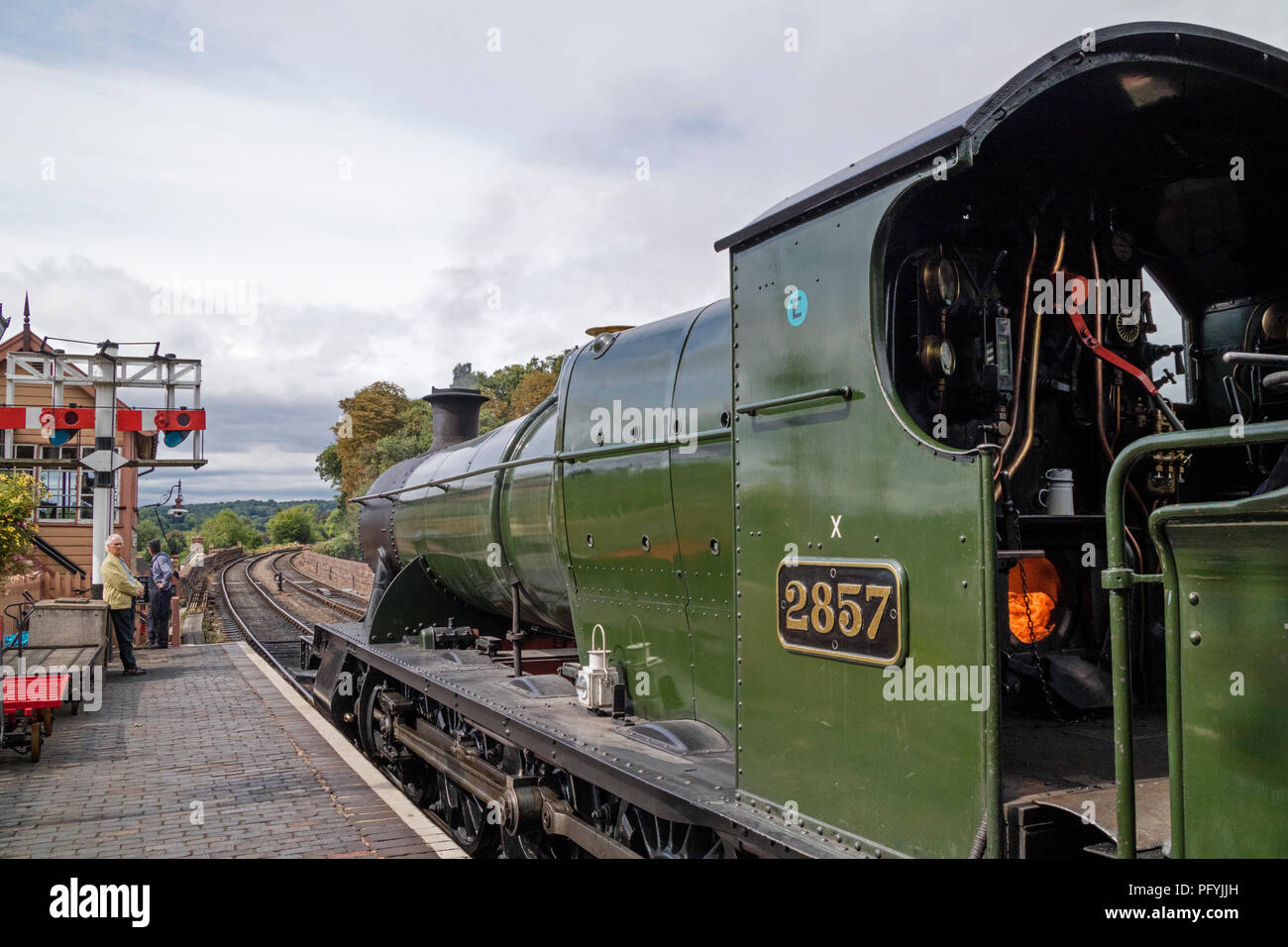 Ein Dampfzug in Bewdley Station auf dem Severn Valley Railway, Bewdley, Worcestershire, England, Großbritannien Stockfoto