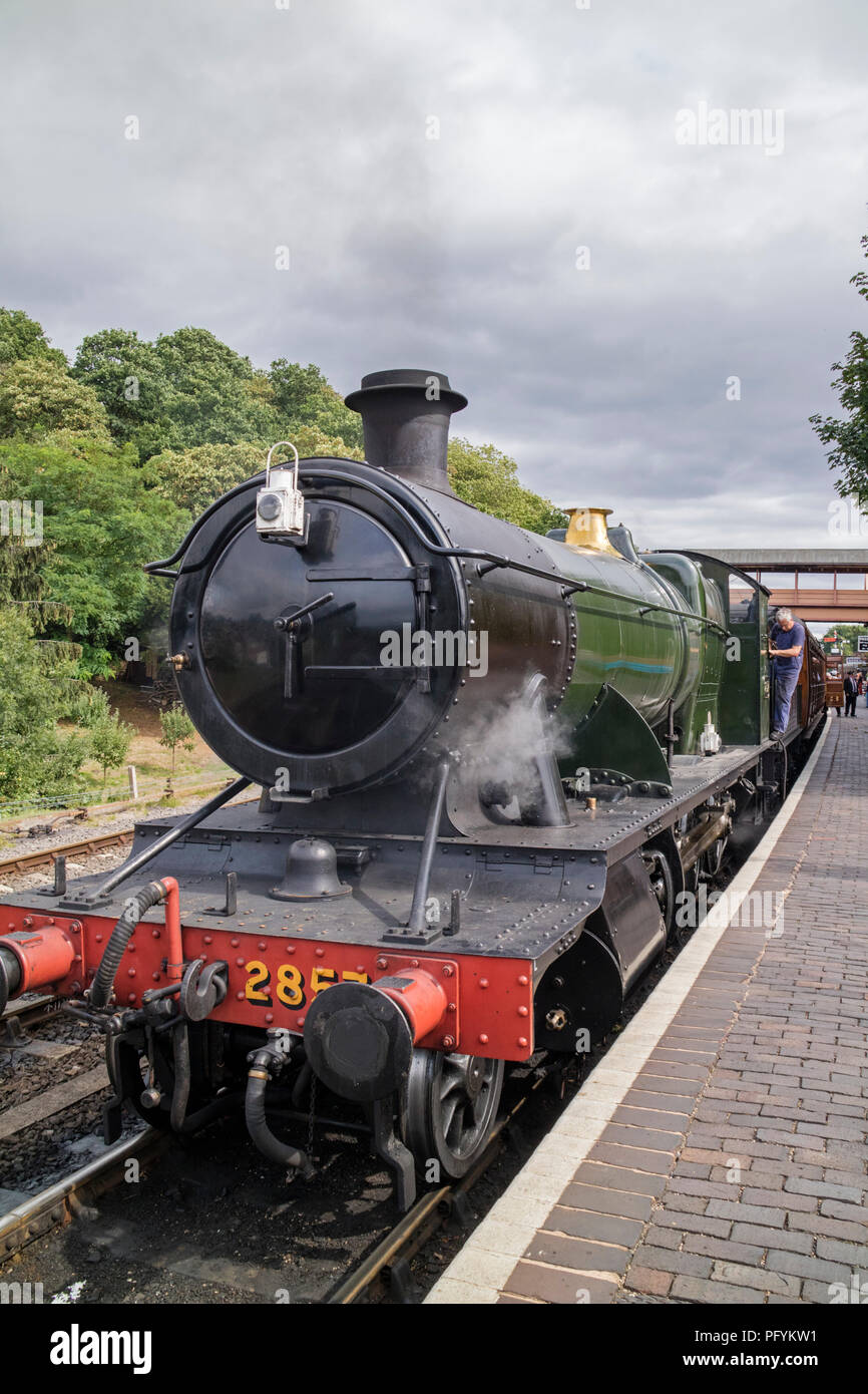 Ein Dampfzug in Bewdley Station auf dem Severn Valley Railway, Bewdley, Worcestershire, England, Großbritannien Stockfoto
