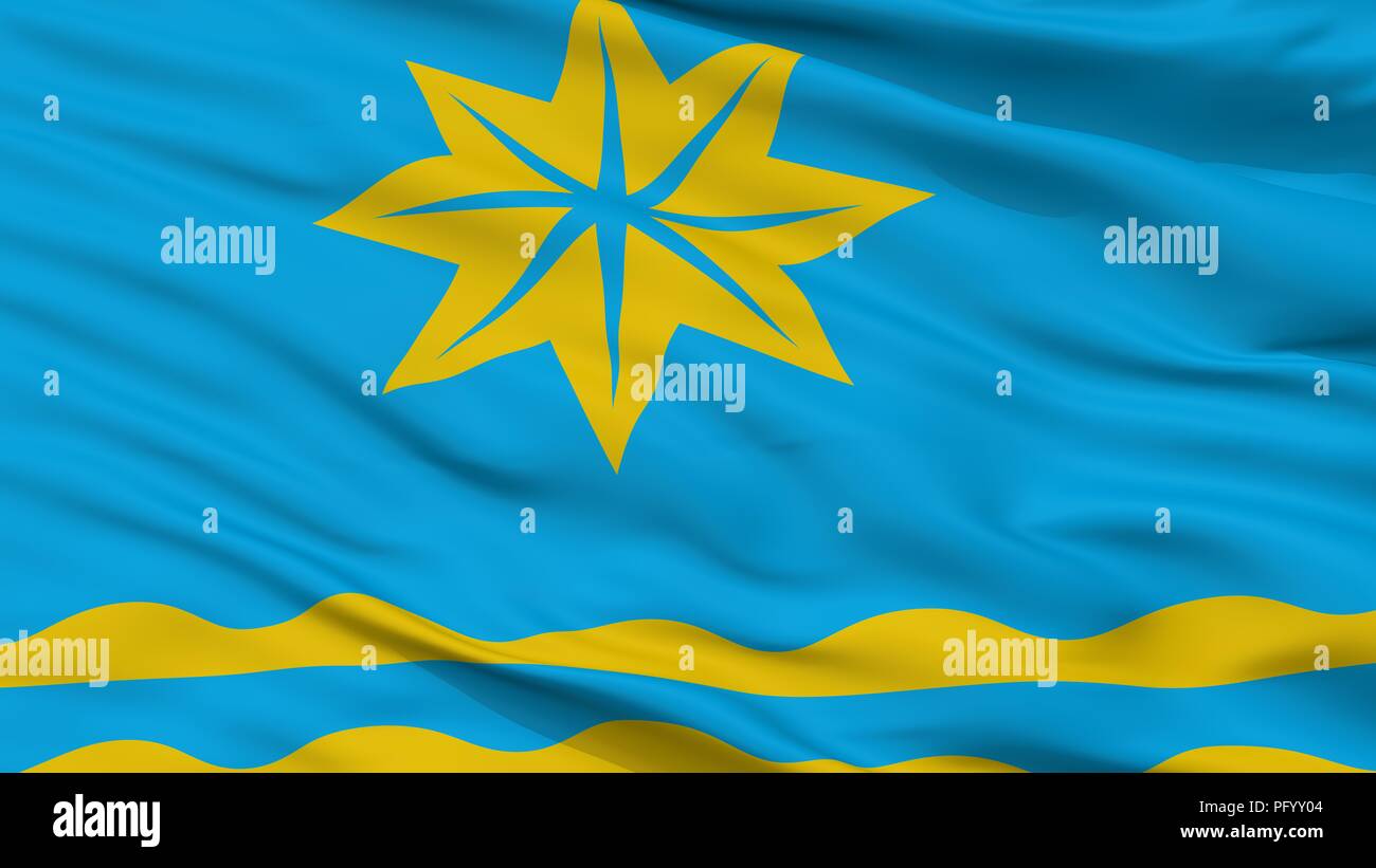 Volzhsky Stadt Flagge, Russland, Wolgograd Oblast, Detailansicht Stockfoto